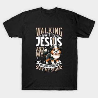 Jesus and dog - English Shepherd T-Shirt